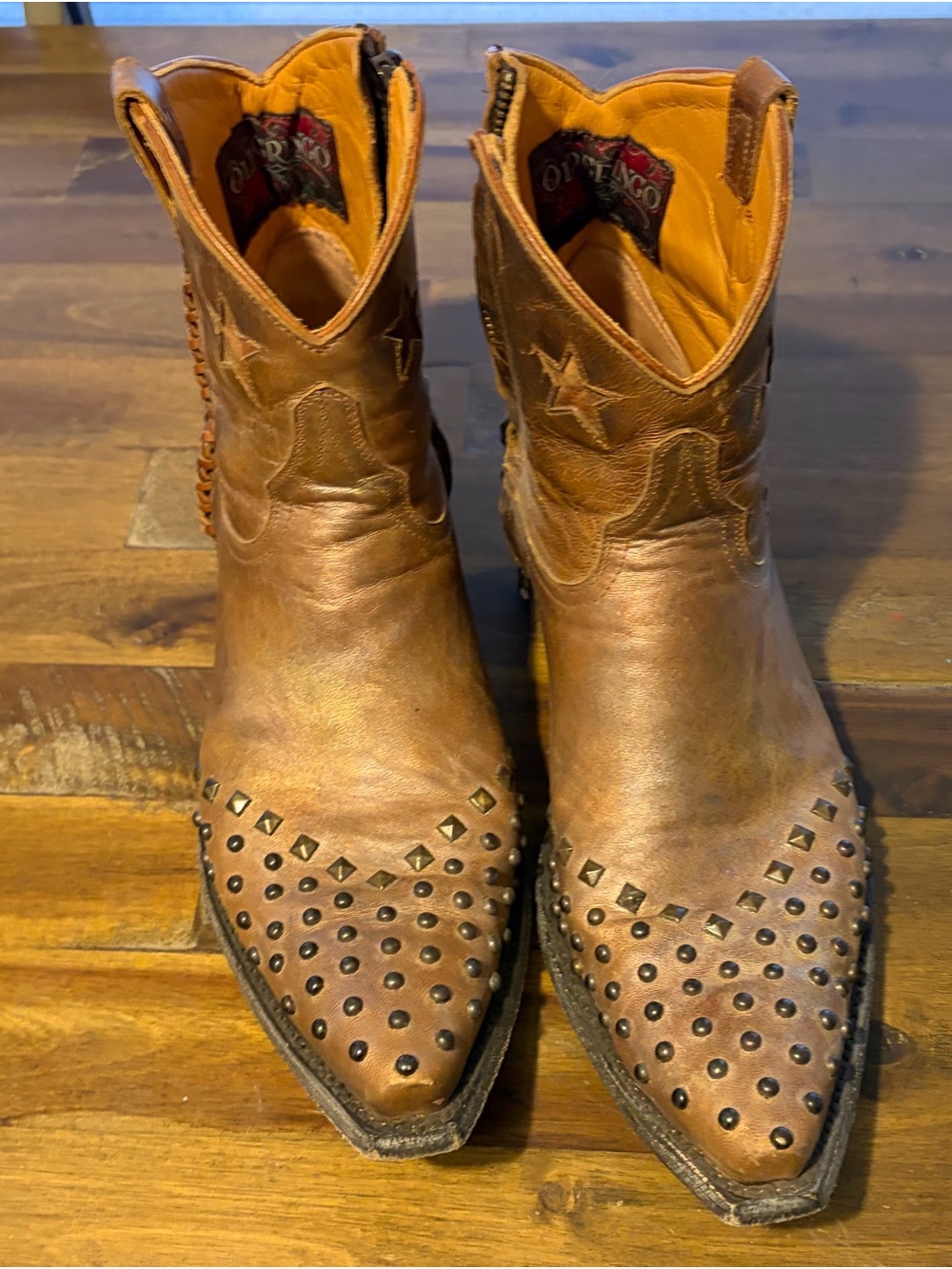 Old Gringo Lucena Nut Brown Studded Leather Western Ankle Boots